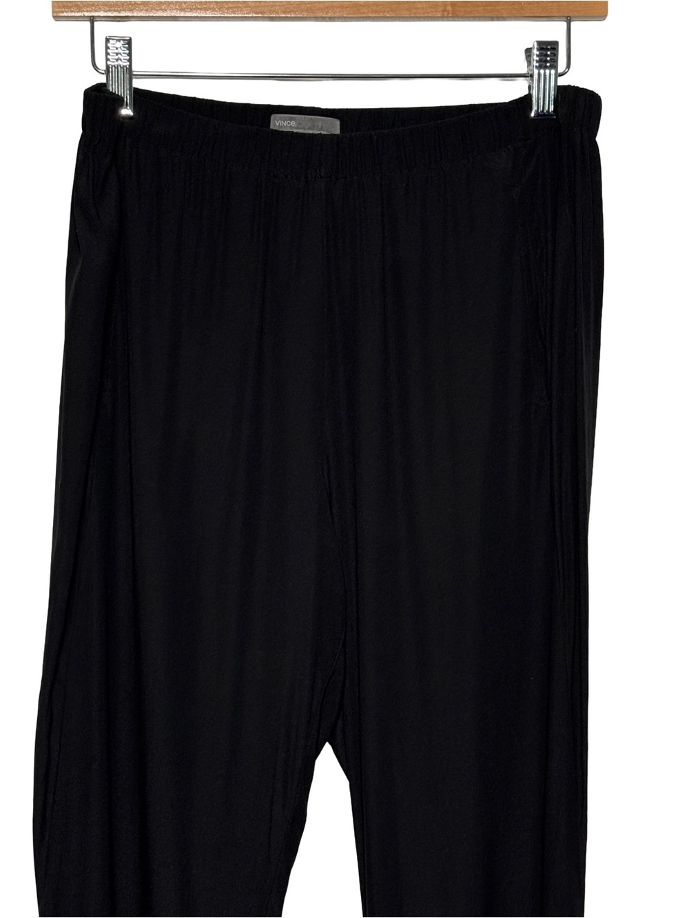 Vince Womens Silk Dress Pants Medium Black Tapered Relaxed Pull On Career Office - Picture 5 of 9